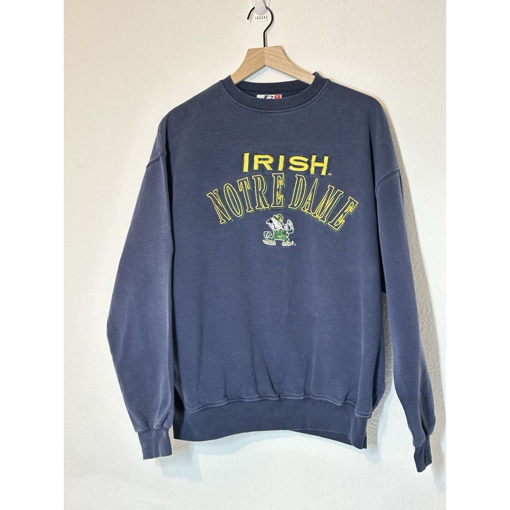 Vintage‎ Logo Athletic Mens Notre Dame Fighting Irish Blue Sweatshirt Size XL